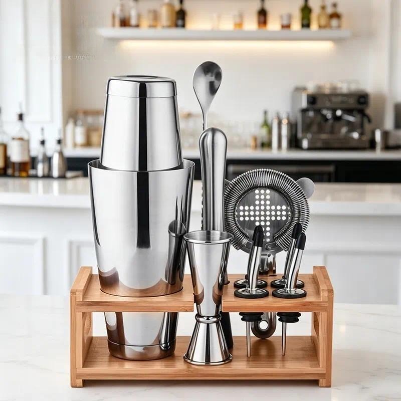 Boston Shaker Set - ชุดผสมค็อกเทลสแตนเลส ชุดเชคเกอร์ผสมเครื่องดื่ม บอสตันเชคเกอร์ครบชุด