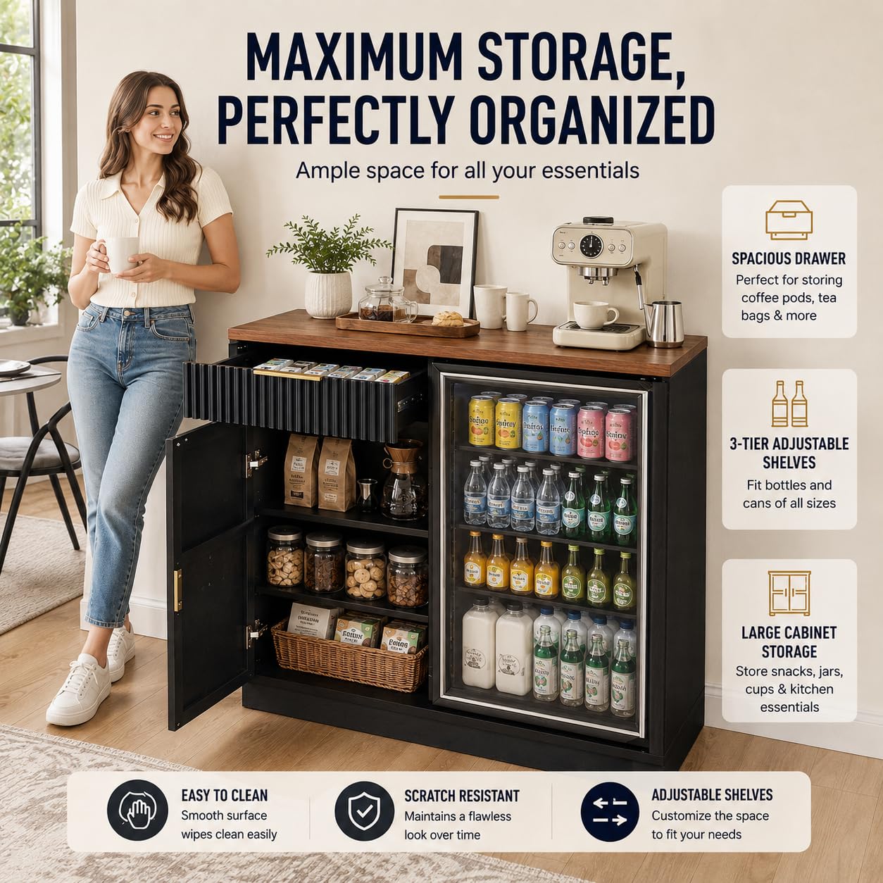 ตู้บาร์กาแฟพร้อมช่องเก็บของเย็ - Home Bar Shelves บทวิจารณ์และราคา