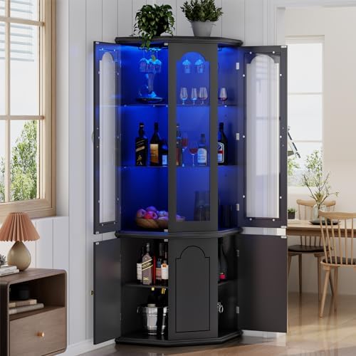 ตู้บาร์เข้ามุมพร้อมไฟ LED, ตู้ - Home Bar Shelves บทวิจารณ์และราคา