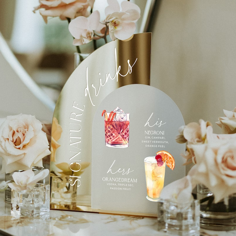 กระจกทองงานแต่งงานป้ายเมนูบาร์ - Cocktail Recipe Book บทวิจารณ์และราคา