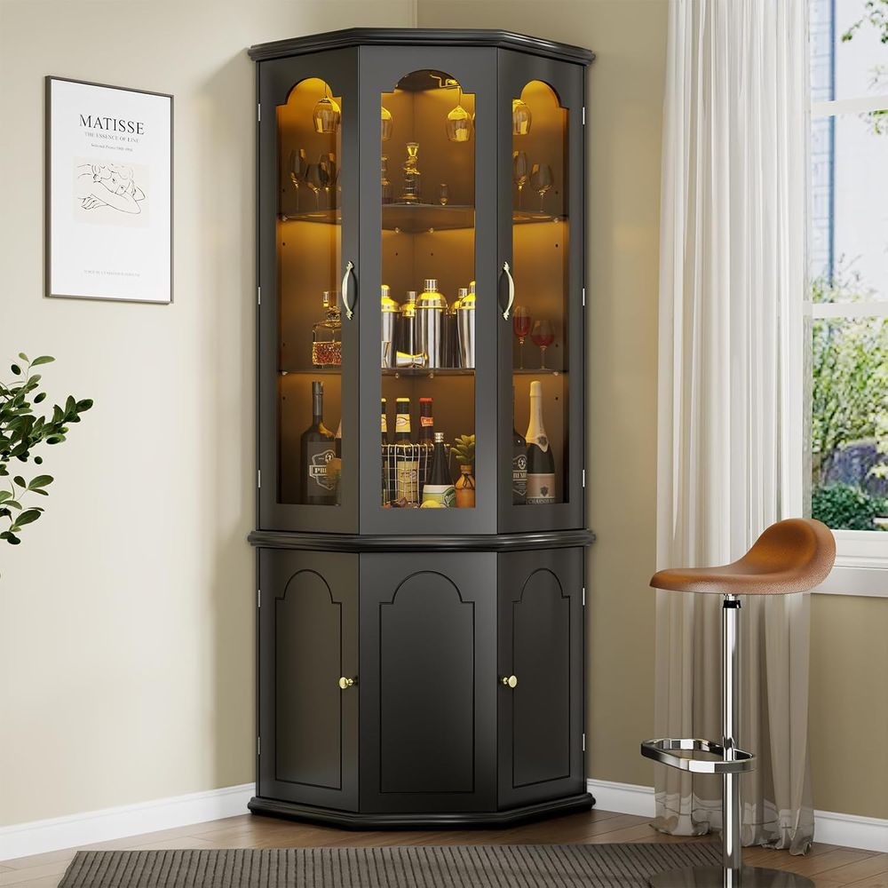 ตู้บาร์แบบมีไฟพร้อมประตูกระจกน - Home Bar Shelves บทวิจารณ์และราคา