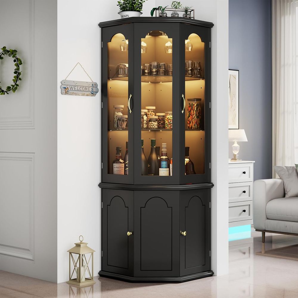 ตู้บาร์แบบมีไฟพร้อมประตูกระจกน - Home Bar Shelves บทวิจารณ์และราคา